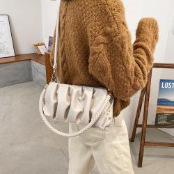New Fashion Fold Single Armpit Pu Messenger Bag China Wholesale PU Ladies Shoulder Bag Thread Zipper Bag