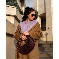 Custom Half Moon bag Brown Crocodile Vegan Leather Shoulder bags Handbag
