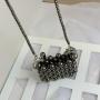 HR423 New Fashion Girls' Vintage Handmade Acrylic Bag Beaded Metal Handle Crossbody Bag Chain Woven Women's Mini Open Pocket Bag