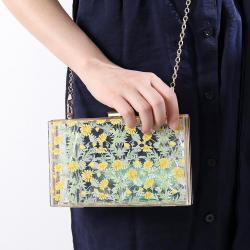 New 2024 Spring Fashion Women's transparent daisy printing clutch bag handbag Acrylic Evening Bag Wedding Clutch Purse Box