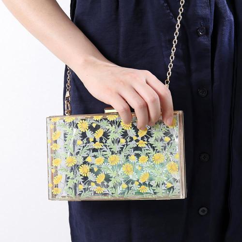 New 2024 Spring Fashion Women's transparent daisy printing clutch bag handbag Acrylic Evening Bag Wedding Clutch Purse Box
