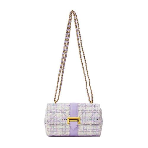 Classic Ladies Cross Body Bags Luxury Woven Handbag Customize Logo Message Metal Chain Bags