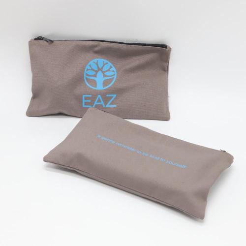 Custom Brush Clear Logo-Printed Eco-Friendly Canvas Dust Travel Makeup Pouch Portable Box with Zipper Clear Cosmetic Bag
