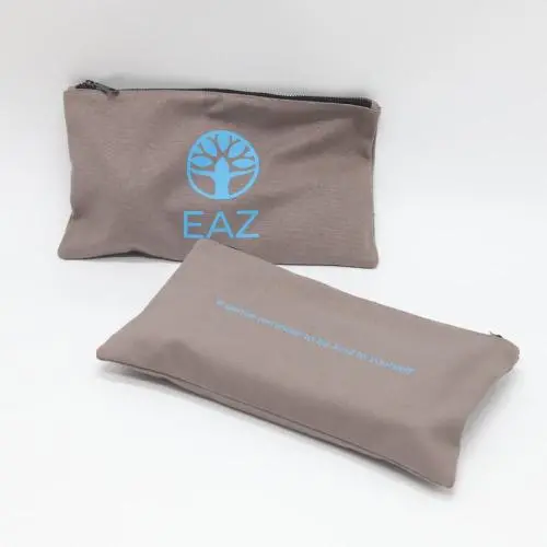 Custom Brush Clear Logo-Printed Eco-Friendly Canvas Dust Travel Makeup Pouch Portable Box with Zipper Clear Cosmetic Bag