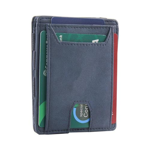 Leather Zipper Wallet With Elastic band Card Holder Slim Thin Smart Men Magic Wallet With Coin