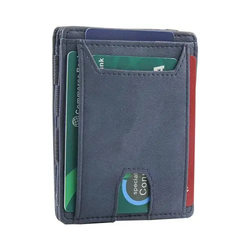 Leather Zipper Wallet With Elastic band Card Holder Slim Thin Smart Men Magic Wallet With Coin