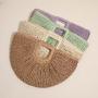 Simple solid color hand-held grass woven moon hand-held beach bag