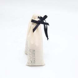 Custom Logo Printed Long Cotton Gift Cosmetic Bag High End Organic Gift Cosmetic Cotton Pouch