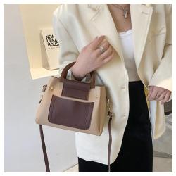 ZR628 Women's Bags PU Fashion Girl Retro Small Patchwork Color Square Bag Simple Zipper Shoulder Crossbody Bag Female Handbag