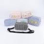 Keymay Custom High Quality Adjustable Shoulder Strap Gold Zipper Shoulder Bags Plaid Shoulder Bag Crossbody Bag Tweed for Girls