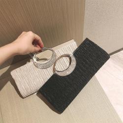 2023 New Fashion wholesale Women's Party Rhinestone Satin Pleated Evening Wedding Party Clutch Purse Wallet Handbag