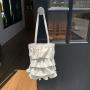 2024 Korean version new design soft PU leather shoulder bag silver new trend bag purple ruffled pleated tote bag for women