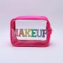 Keymay Stock S M L XL 4 Size Hot Pink Nylon Storage Bag DIY Patches Makeup Bag Zipper Waterproof Portable Clear Vanity Case