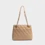 Wholesale Custom Fashion Handbag Nice Quality Pu Leather Shoulder Bag Diamond-Shape Line Tote Bag With Gold Chain For Women