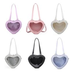 Factory customized heart shape ita bag with clear window custom design transparent PVC heart ita bag