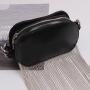 Artificial Leather Zipper Handbag Ladies Bolsos Oval Chain Mobile Phone Bag Pure Color Tassel Cross Body Bag