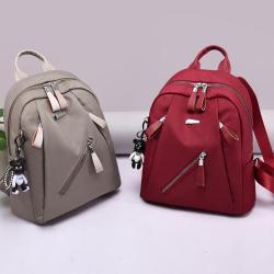 Women's backpack oxford nylon ladies shoulder bag Korean style colorful straps solid color double back schoolbag