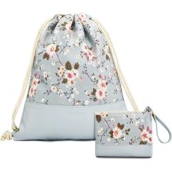 Gelory Factory Wholesale Fashion Floral Drawstring Bag Gym Bag Vegan Leather Sport Backpack Bag