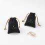 Customized Black Mini Canvas Flannel Gift Drawstring Bracelet Packaging Jewelry Bag