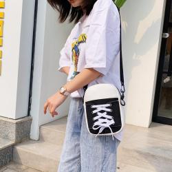 HR321 Mini INS Spliced Canvas Crossbody Bag Canvas Shoe Shape Outdoor Hanging Women's Bag New Students Shoulder Small Square Bag