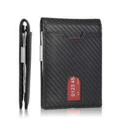 OEM/ODM carbon fiber money clips wallet mens clip wallet rfid pu money clips wallets