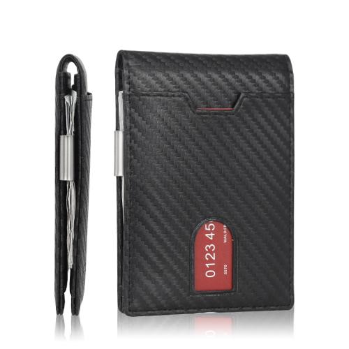 OEM/ODM carbon fiber money clips wallet mens clip wallet rfid pu money clips wallets