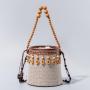 New Arrival Niche Bucket Bags Women Handbags Purse Ladies Casual Shoulder Straw Beach Bag Small Handbags Wooden Bead For Holiday