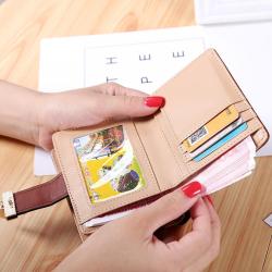 New Korean style short wallet ladies zipper buckle skeleton leaves small wallet purse money clip card bag factory wholesale