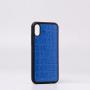 Custom Made Luxury Blue Embossed Faux Crocodile Genuine Cowhide Leather Cell Phone Case For Iphone X 11 12 13 14 15 Pro Max