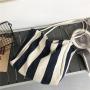 Wholesale Casual Large Capacity Striped Canvas Shoulder Bag Lazy Style Portable Ladies Literary Canvas Handbag
