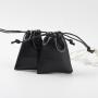 Hot Sale Emboss Logo Phone Charger Leather Waterproof Drawstring Storage Bag Mini Black Leather Gift Pouch