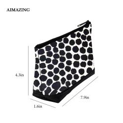 Black and White Polka-Dot PU Leather Makeup bag Cosmetic Bags Make Up Box Case Storage Cosmetic PVC Pouch