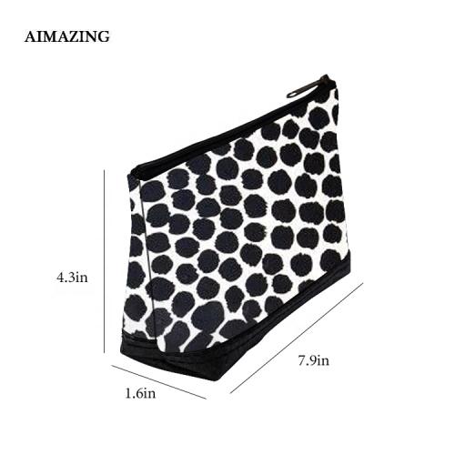 Black and White Polka-Dot PU Leather Makeup bag Cosmetic Bags Make Up Box Case Storage Cosmetic PVC Pouch