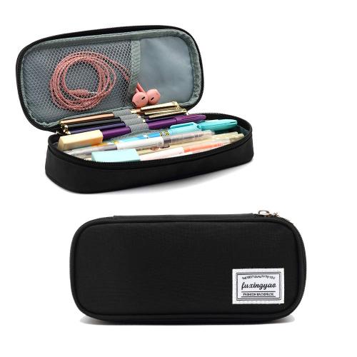 Gelory High Quality Latest Solid Color Multi- Slot Pouch Pencil Case Zipper Portable Office Pencil Bag