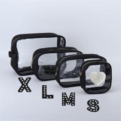 Keymay No MOQ 7 Colors Women Stadium Approved Pvc Toiletry Bag Transparent Pouches Travel Clear Zipper Cosmetic Bag