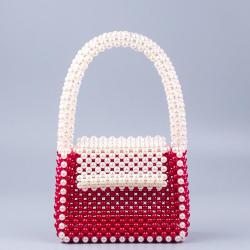 Custom New Large Capacity Acrylic Pearl Handbags for Women Fashion Retro Texture Handwoven Beaded Women's Shoulder Bag