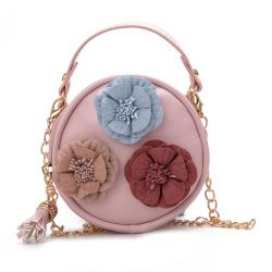 wholesale fashion mini purse handbag for kids girl flower decoration chain round girls shoulder bag
