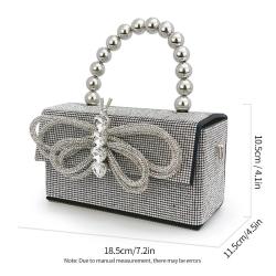 New Shiny Retro Diamond Handbag Evening Bag Bowknot Rhinestone Purse Small Square Bag Banquet Party Bag Handbags For Woman