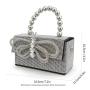 New Shiny Retro Diamond Handbag Evening Bag Bowknot Rhinestone Purse Small Square Bag Banquet Party Bag Handbags For Woman