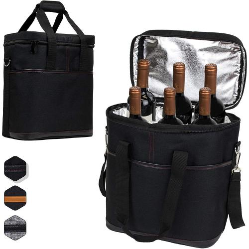premium insulated 6 bottle wine cooler tote bag Travel Wine Bottle Display Carrying Box