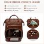 LOVEVOOK Fashion Vintage Leather Backpack 15.6 in Leather Laptop Backpack Teacher Nurse Work Carry On Travel Backpack for Women