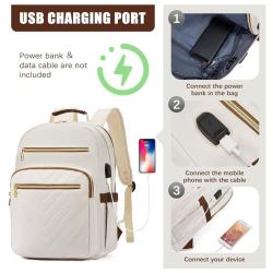 Custom Laptop Backpack Quilted Backpack College School Daypack with USB Port Waterproof Travel Backpack Women