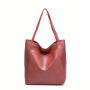 Women's PU Soft Leather Hand Bags Oil Wax Leather Large Capacity Single Shoulder Bags Minimalist Luxury Tote Bag Pocket Ladies