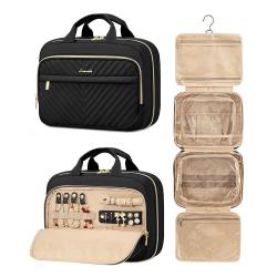 LOVEVOOK quilted Bathroom Toiletry Bag for Women travel Hanging Makeup Organizer with Jewelry Compartment Portable Cosmetic Bags