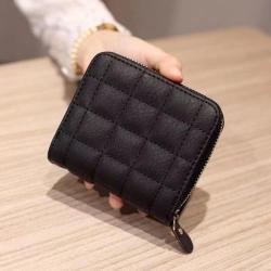 New wallet women Korean style simple mini plaid wallet high quality school students short coin purse card bag multi card space