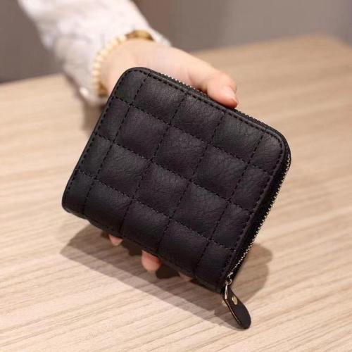 New wallet women Korean style simple mini plaid wallet high quality school students short coin purse card bag multi card space