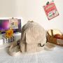 Mini backpack with striped velvet texture and versatile backpack