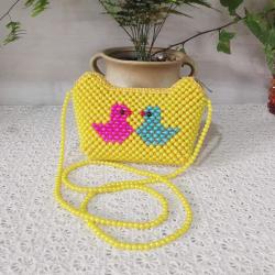 Random colors Fashion Girls Bow Cat Shape Coin Purse Messenger Portable Handmade Seed Bead Coin Purse