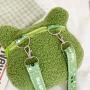Custom plush frog cute shape portable decorative zipper shoulder bag niche design plus logo