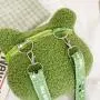 Custom plush frog cute shape portable decorative zipper shoulder bag niche design plus logo